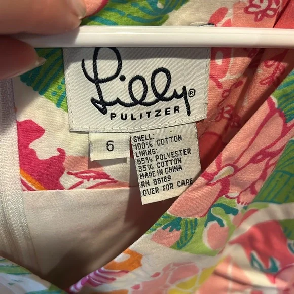 Lilly Pulitzer Sleeveless Floral Multicolor Dress, sz 6, pink/green/white/orange - Picture 5 of 9